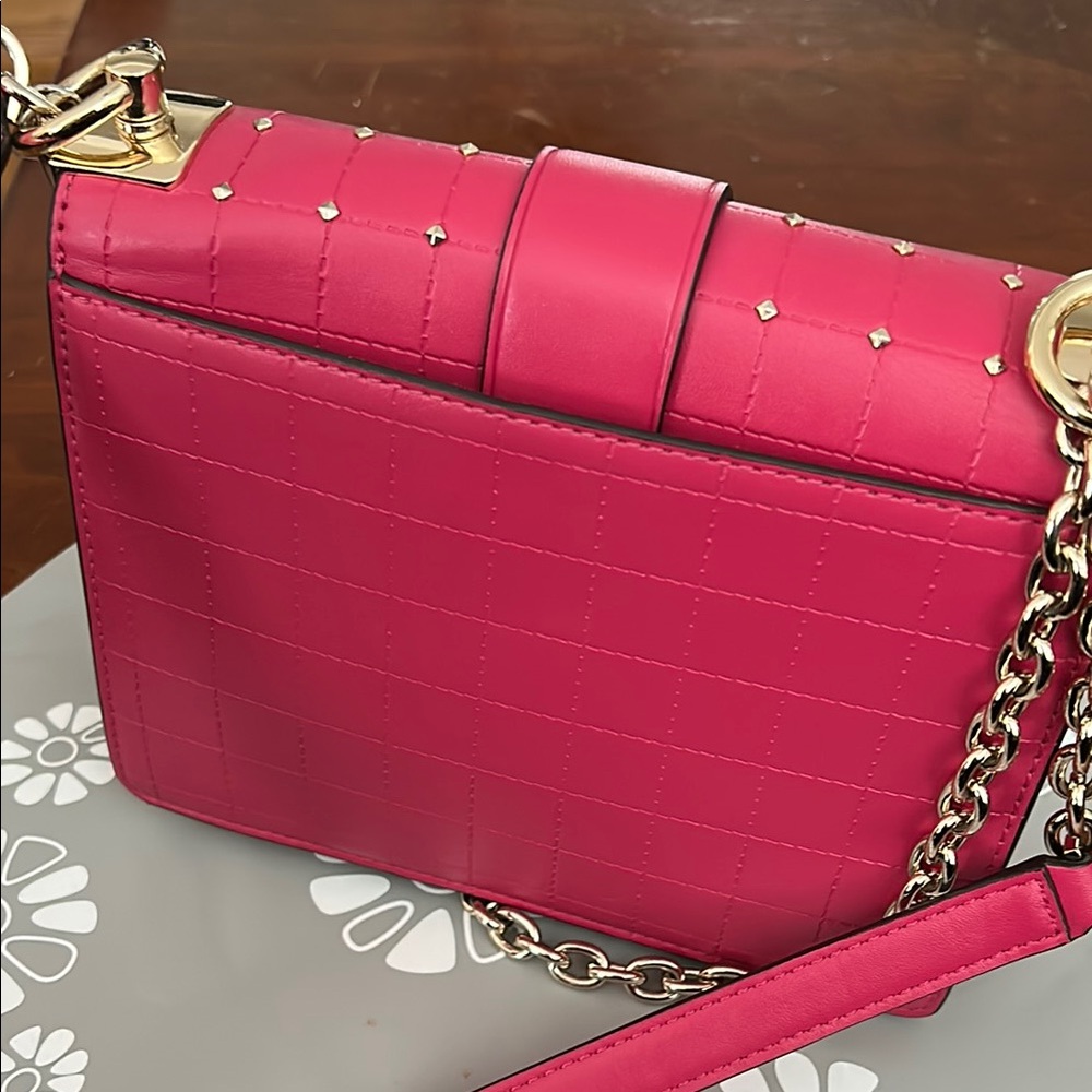 Michael Kors Pink Textured Shoulder Bag with Chain Strap